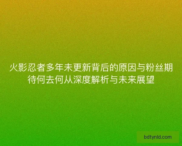 火影忍者多年未更新背后的原因与粉丝期待何去何从深度解析与未来展望