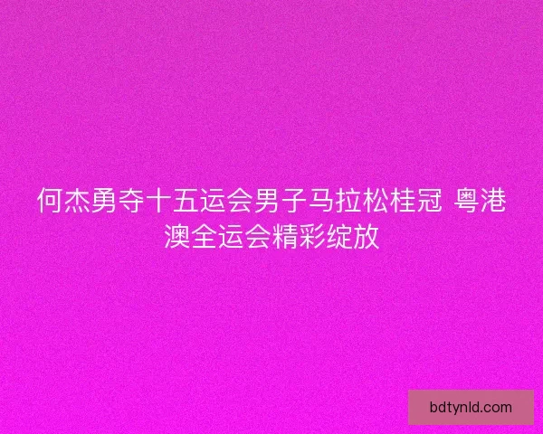 何杰勇夺十五运会男子马拉松桂冠 粤港澳全运会精彩绽放
